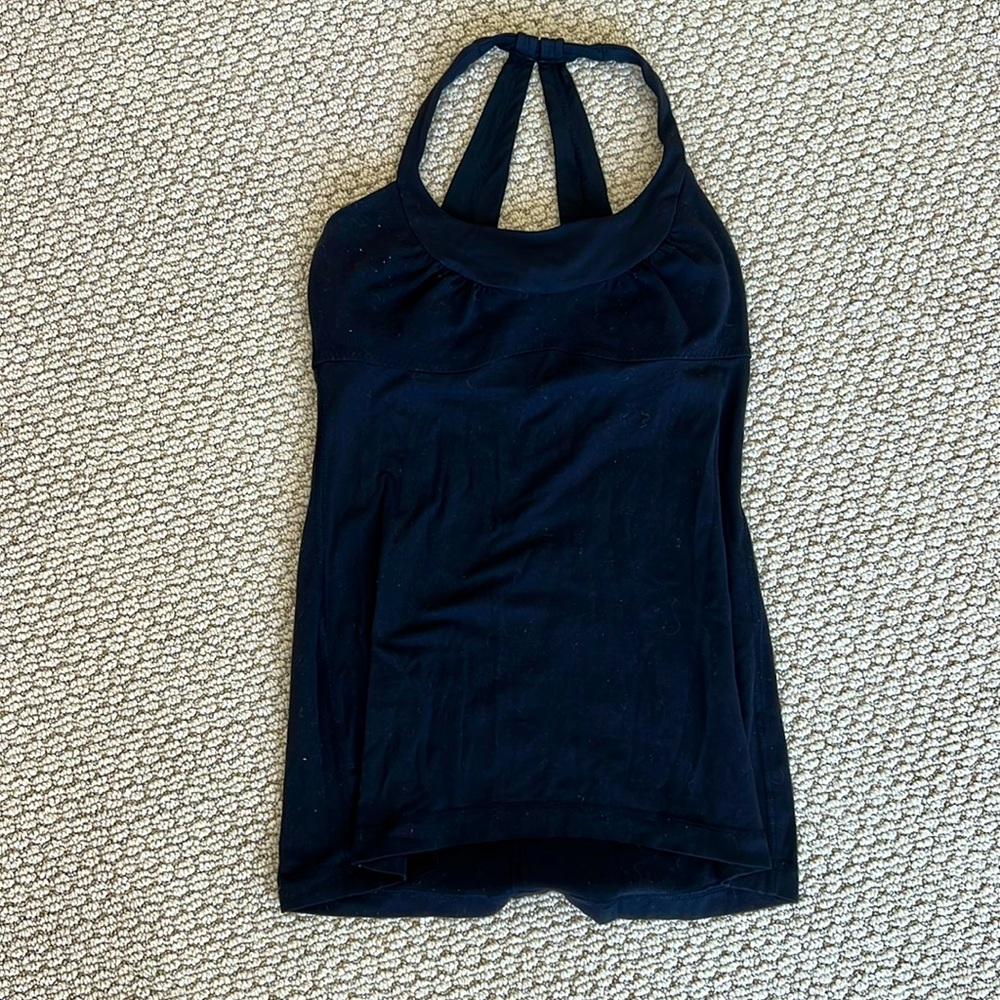 Lululemon Black Yoga Tank Size 8 w/ Adjustable interior hooks